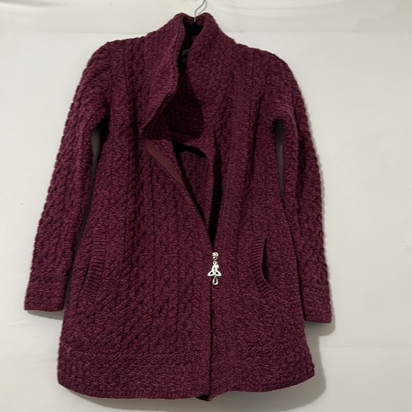 Aran Crafts Knit 100% merino wool cardigan/jacket - Picture 2 of 13